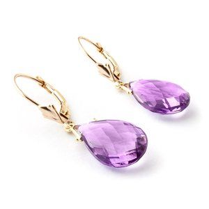14K. GOLD LEVERBACK EARRING W BRIOLETTE AMETHYSTS